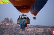 پرواز بالن‌ها با پرچم ترکیه و پوستر‌های آتاترک در کاپادوکیا